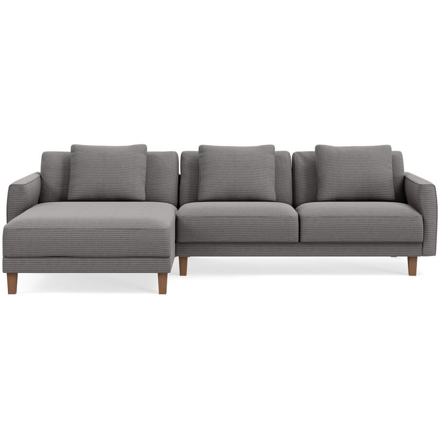 Ecksofa Avena Grau Holz/Stoff 278 cm 163 cm - Farbe: anthrazit - Material: Stoff/Holzfuss walnuss - Möbel Konfigurator: Traummöbel individuell