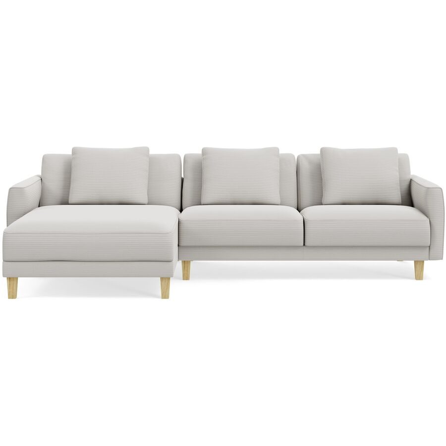 Ecksofa Avena Weiss Holz/Stoff 278 cm 163 cm - Farbe: white - Material: Stoff/Holzfuss Eiche - Möbel Konfigurator: Traummöbel individuell