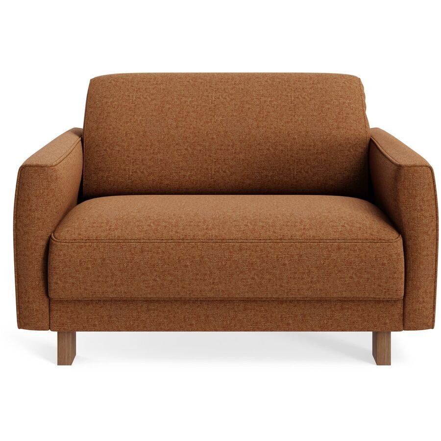 Sessel Avena Braun Stoff/Holz 117 cm 96 cm - Material: Stoff, Walnuss - Möbel Konfigurator: Traummöbel individuell zusammenstellen - Sessel