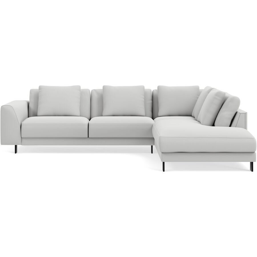 Ecksofa Avena Weiss Metall/Stoff 283 cm 233 cm - Farbe: snow white - Material: Stoff/Metallfuss schwarz - Möbel Konfigurator: Traummöbel individuell