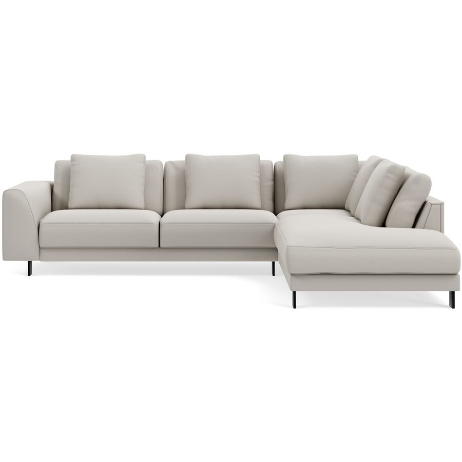 Ecksofa Avena Metall/Stoff 283 cm 233 cm - Farbe: pearl - Material: Stoff/Metallfuss schwarz - Möbel Konfigurator: Traummöbel individuell