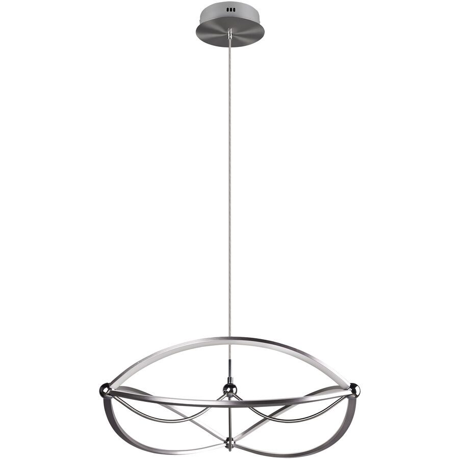 Pendellampe Caro Grau Metall 150 cm - Farbe: Nickel matt - LED - Lichtfarbe: Warmweiss - Pendellampe- LED Energiesparlampe