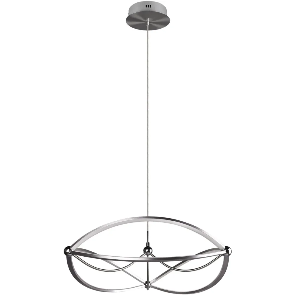 Pendellampe Caro Grau Metall 150 cm - Farbe: Nickel matt - LED - Lichtfarbe: Warmweiss - Pendellampe- LED Energiesparlampe