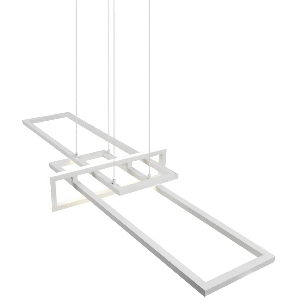 Pendellampe Cecile Weiss Metall 110 cm 150 cm - Farbe: weiss matt - LED - Lichtfarbe: Warmweiss - Pendellampe- LED Energiesparlampe