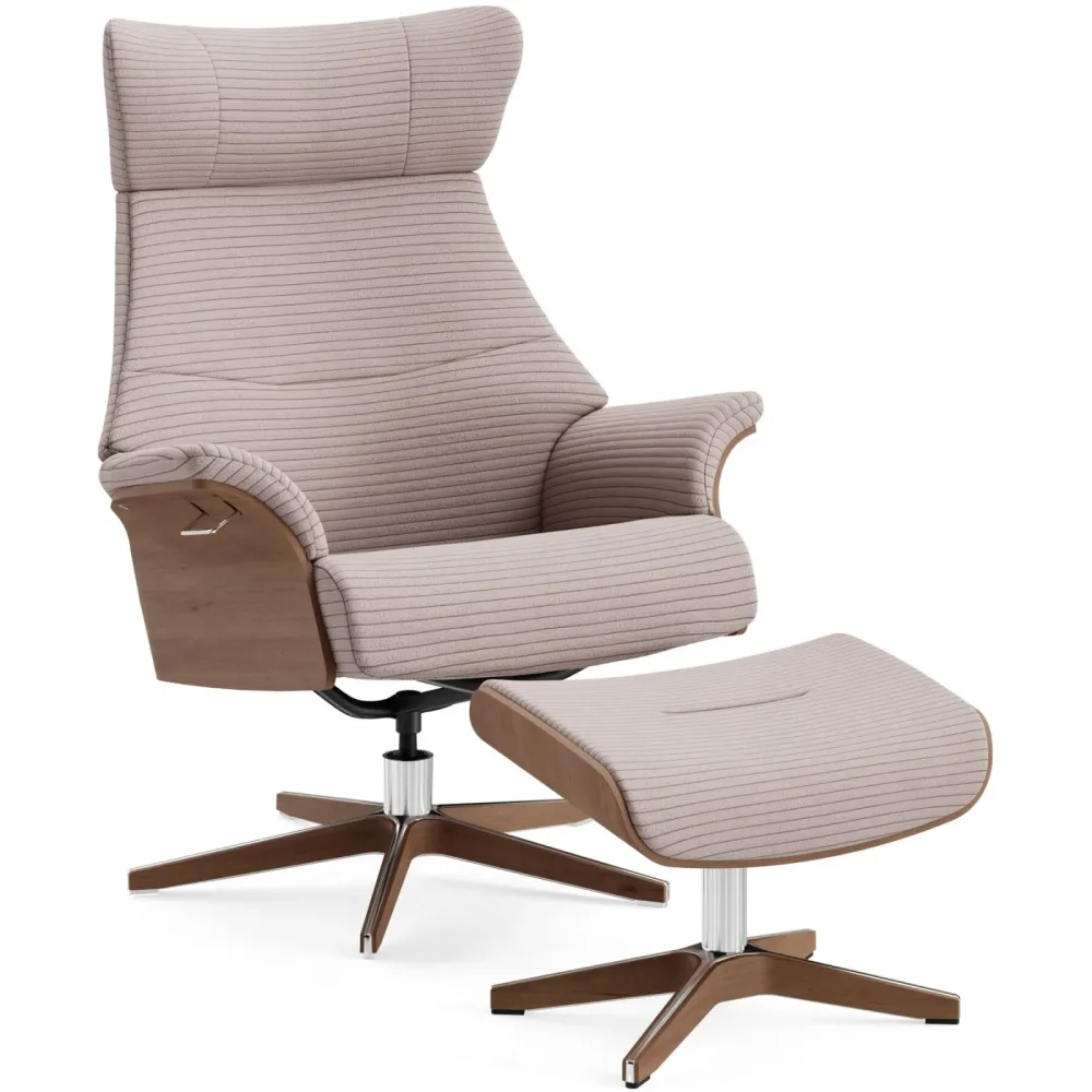 Conform Sessel Airness Rosa/Braun/Silber Stoff/Holz/Aluminium 182 cm 163 cm - Farbe: Hellrosa, Natur, Silber - Material: Stoff, Walnuss, Aluminium -