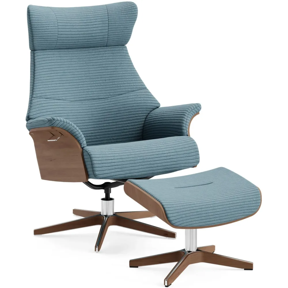 Conform Sessel Airness Cyan/Braun/Silber Stoff/Holz/Aluminium 182 cm 163 cm - Farbe: Petrol, Natur, Silber - Material: Stoff, Walnuss, Aluminium -