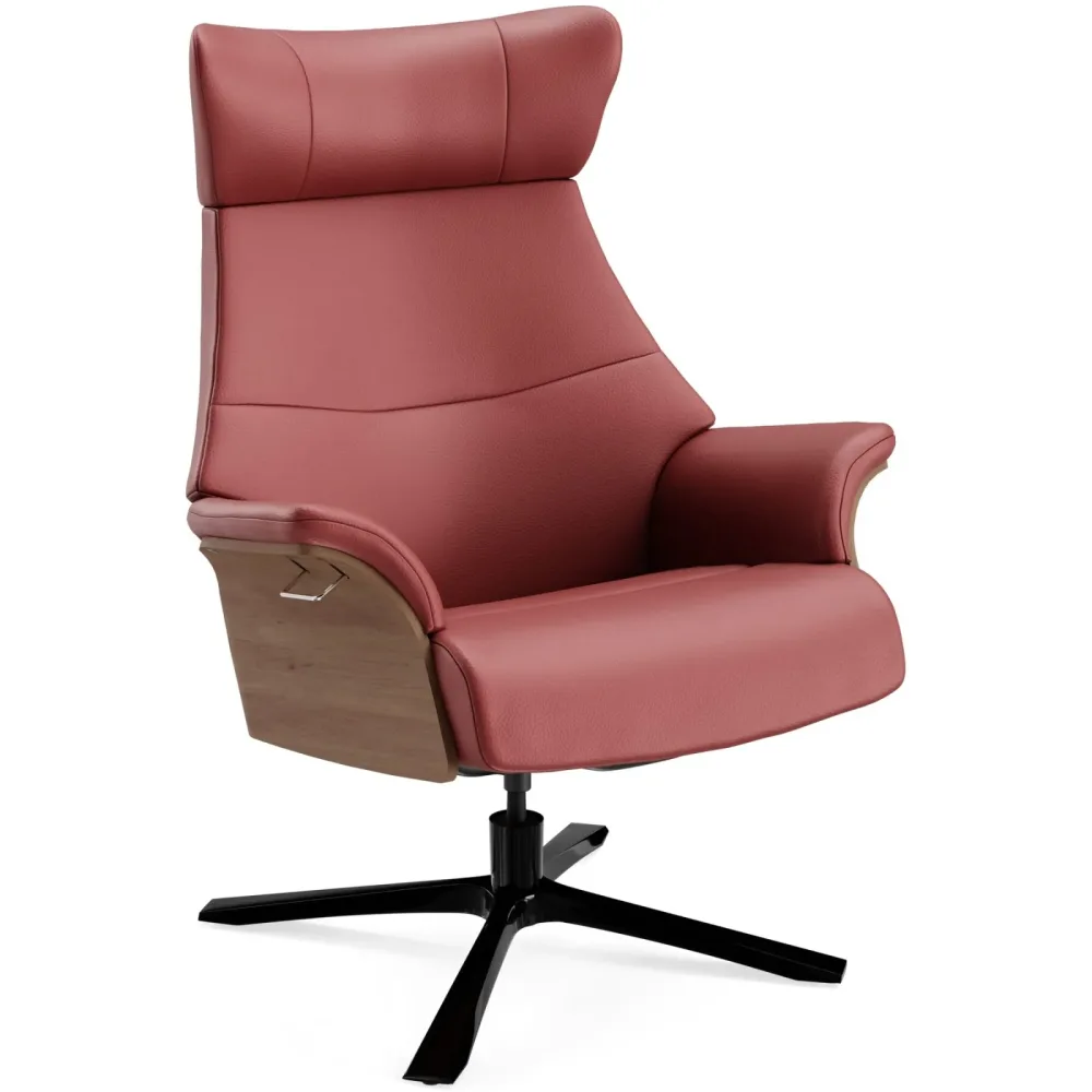 Conform Sessel Airness Rot/Braun/Schwarz Leder/Holz/Aluminium 81 cm 163 cm - Farbe: Rot, Natur, Schwarz - Material: Leder, Walnuss, Aluminium - Möbel