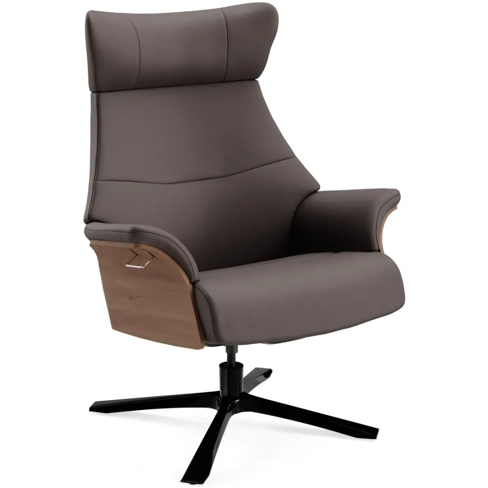 Conform Sessel Airness Braun/Schwarz Leder/Holz/Aluminium 81 cm 163 cm - Farbe: Dunkelbraun, Natur, Schwarz - Material: Leder, Walnuss, Aluminium -
