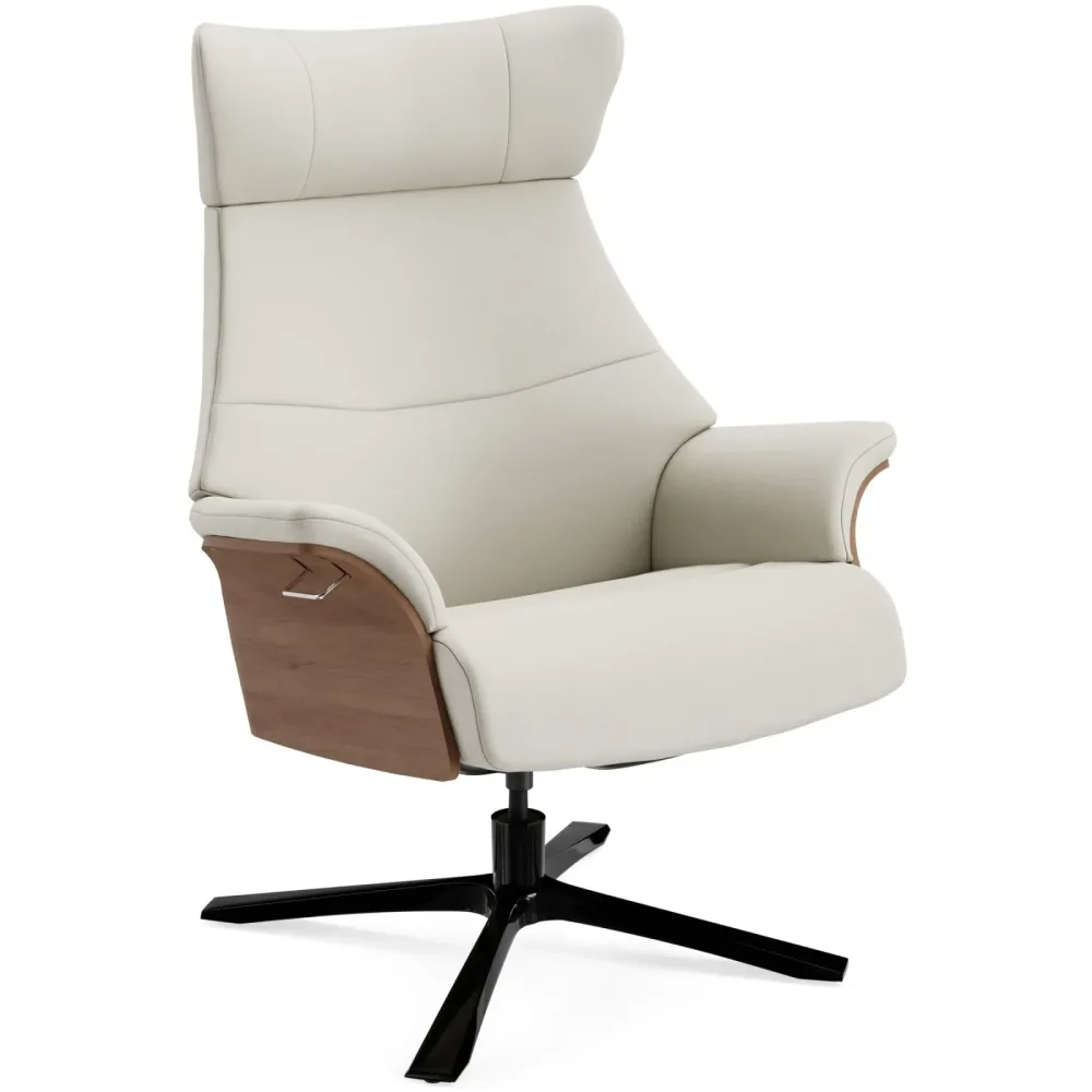 Conform Sessel Airness Weiss/Braun/Schwarz Leder/Holz/Aluminium 81 cm 163 cm - Farbe: Weiss, Natur, Schwarz - Material: Leder, Walnuss, Aluminium -