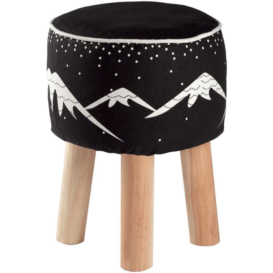 Hocker Hardo Schwarz/Beige Baumwolle/Holz 30 cm 40 cm - Farbe: schwarz, natur - Material: Baumwolle, Holz - Hocker