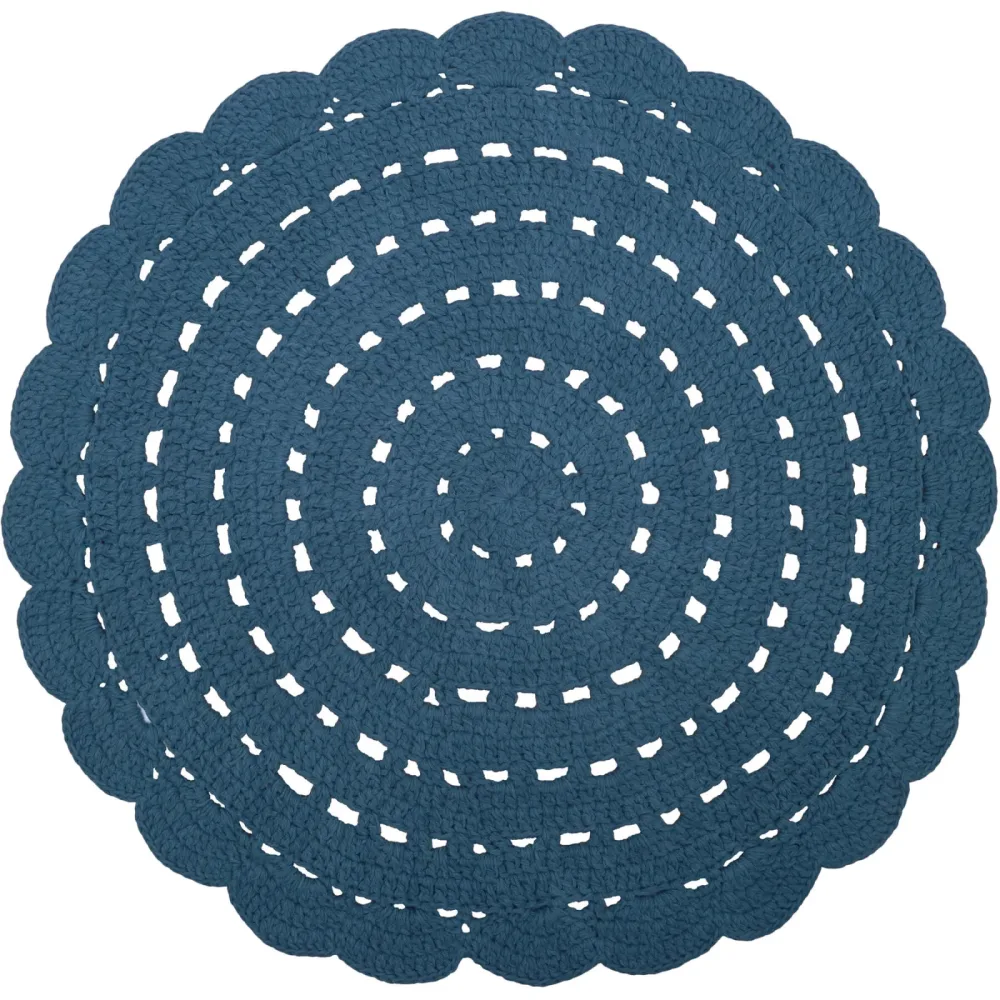 Kinderteppich Hildur Blau Baumwolle 120 cm 120 cm - Farbe: blue - Kinderteppich