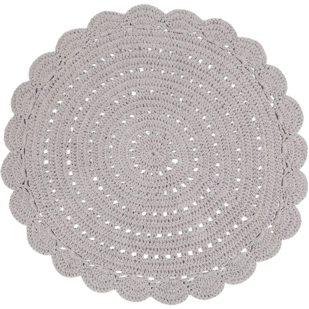 Kinderteppich Hildur Baumwolle 120 cm 120 cm - Farbe: Leinen - Kinderteppich