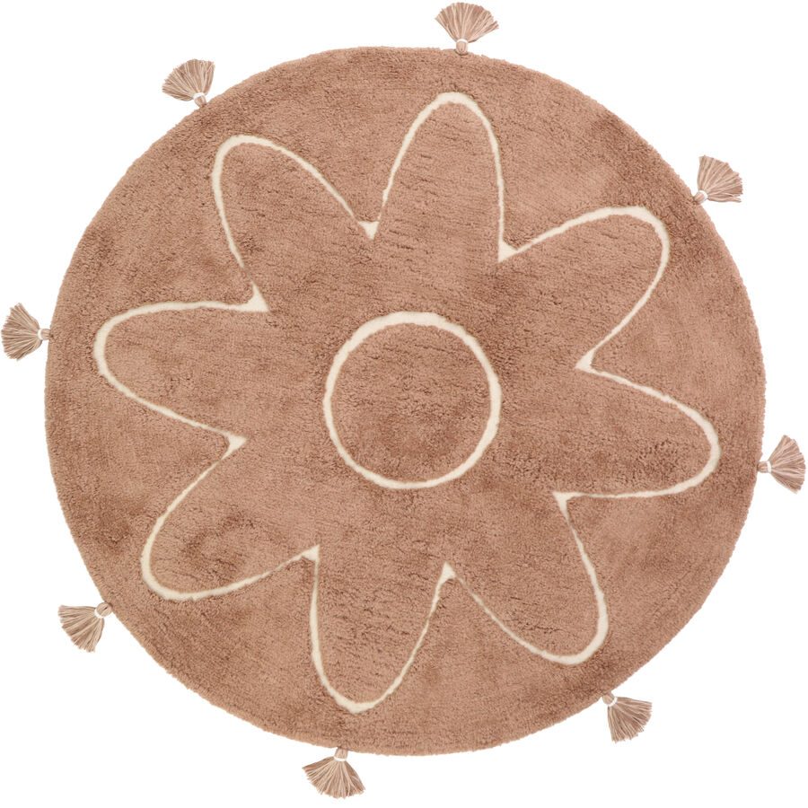 Kinderteppich Mimi Braun/Rosa Baumwolle 110 cm 110 cm - Kinderteppich