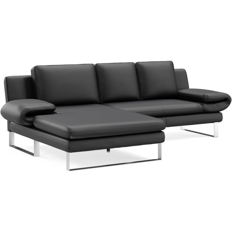 Ecksofa Jarek Schwarz Leder 321 cm 168 cm - Möbel Konfigurator: Traummöbel individuell zusammenstellen - Ecksofa