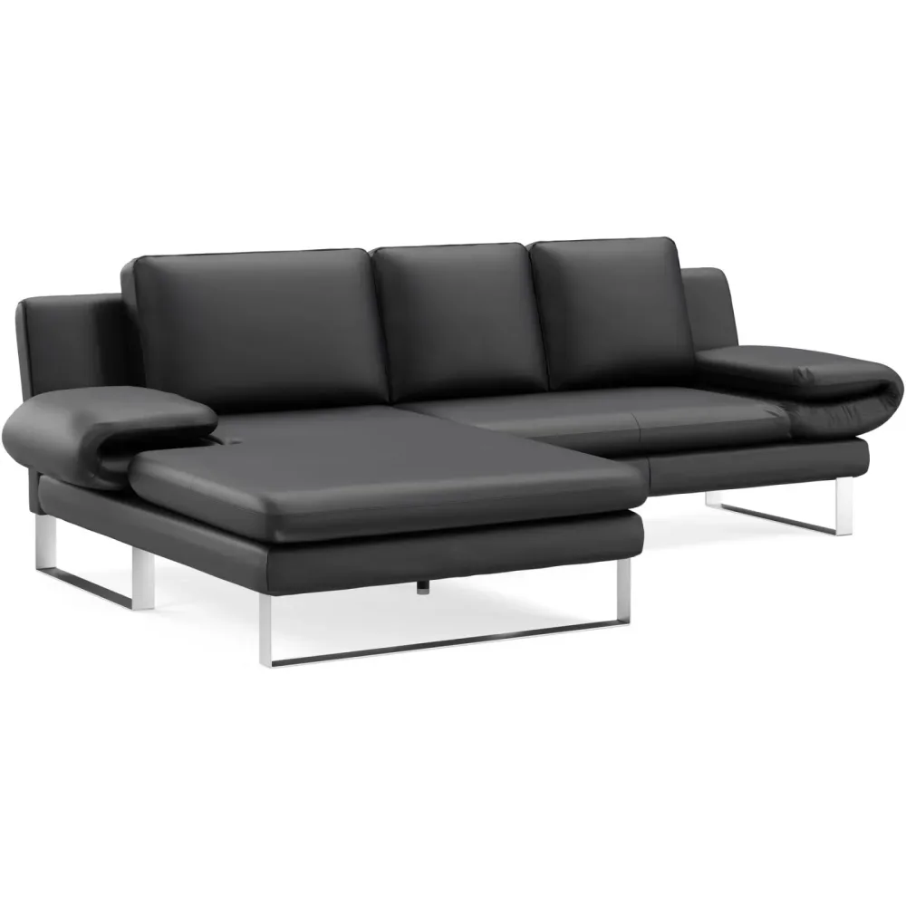 Ecksofa Jarek Schwarz Leder 321 cm 168 cm - Möbel Konfigurator: Traummöbel individuell zusammenstellen - Ecksofa