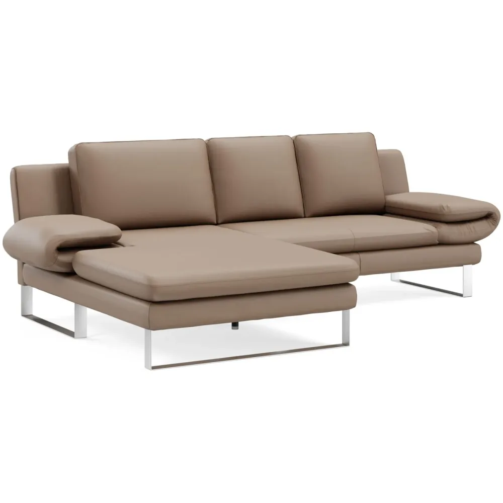 Ecksofa Jarek Grau Leder 321 cm 168 cm - Farbe: stein - Möbel Konfigurator: Traummöbel individuell zusammenstellen - Ecksofa
