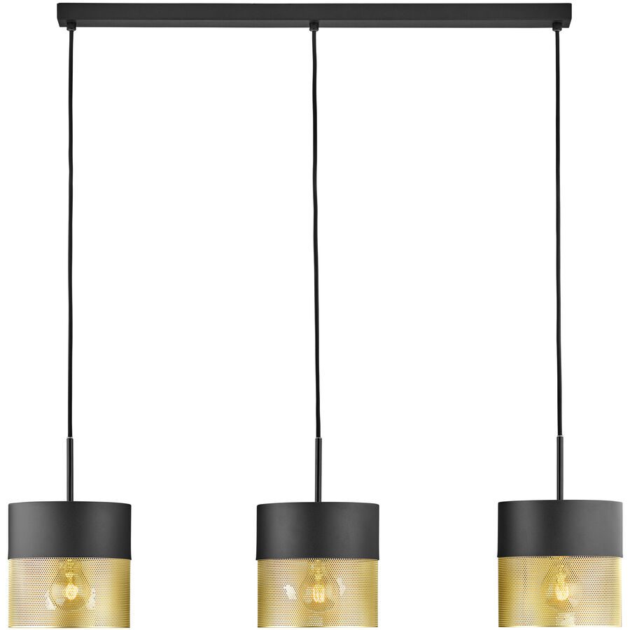 Pendellampe Mesh Gold/Schwarz Eisen 100 cm 150 cm - Farbe: schwarz-gold - Pendellampe