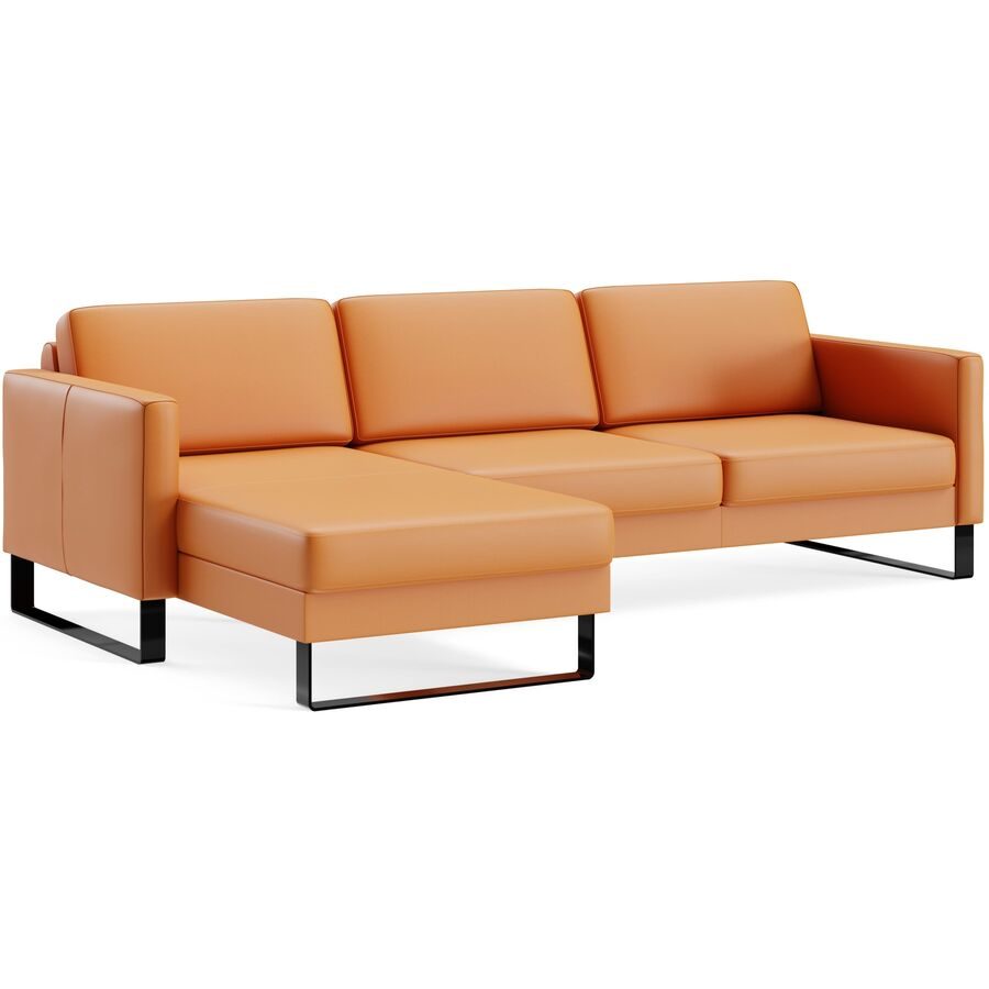 Ecksofa Devin Orange Leder 247 cm 157 cm - Farbe: Mandarin - Möbel Konfigurator: Traummöbel individuell zusammenstellen - Ecksofa