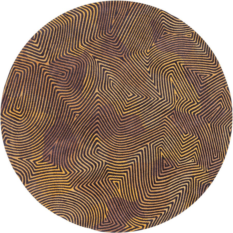 Teppich Coral Gold Polyester 240 cm 240 cm - Farbe: Schwarz/Gold - Teppich