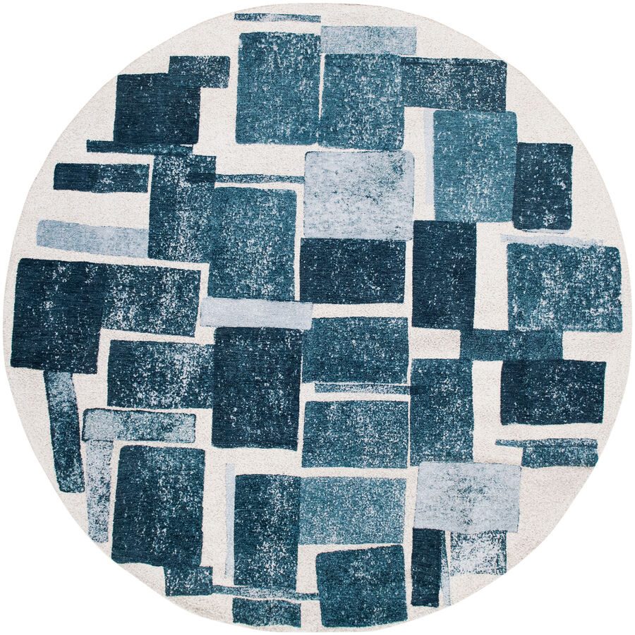 Teppich Lucia Blau/Weiss Polyester 240 cm 240 cm - Farbe: Dunkelblau, Hellblau, Weiss - Teppich