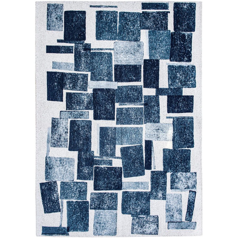 Teppich Lucia Blau/Weiss Polyester 80 cm 150 cm - Farbe: Dunkelblau, Hellblau, Weiss - Teppich