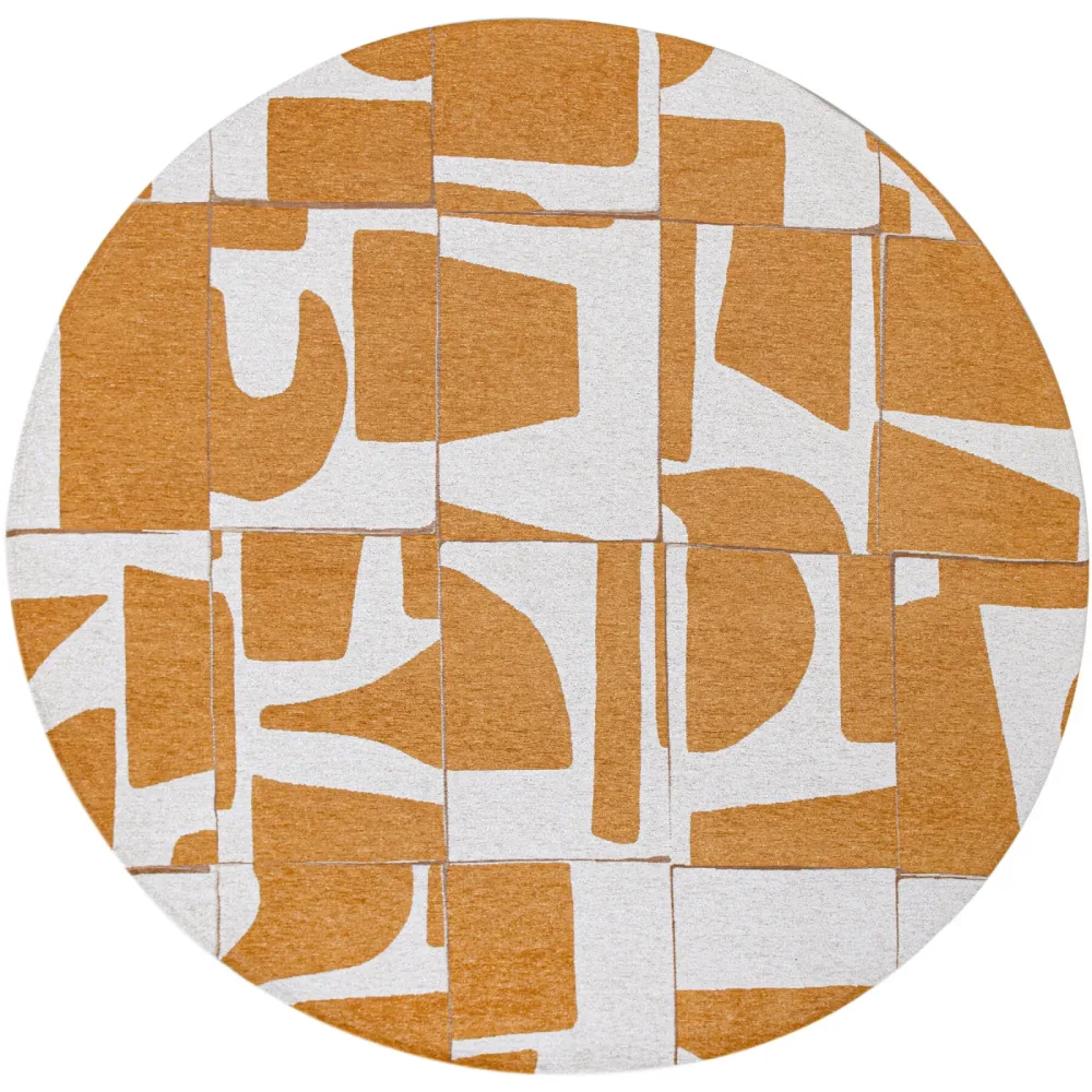 Teppich Papercut Gelb/Beige Polyester 140 cm 140 cm - Farbe: multicolor - Teppich