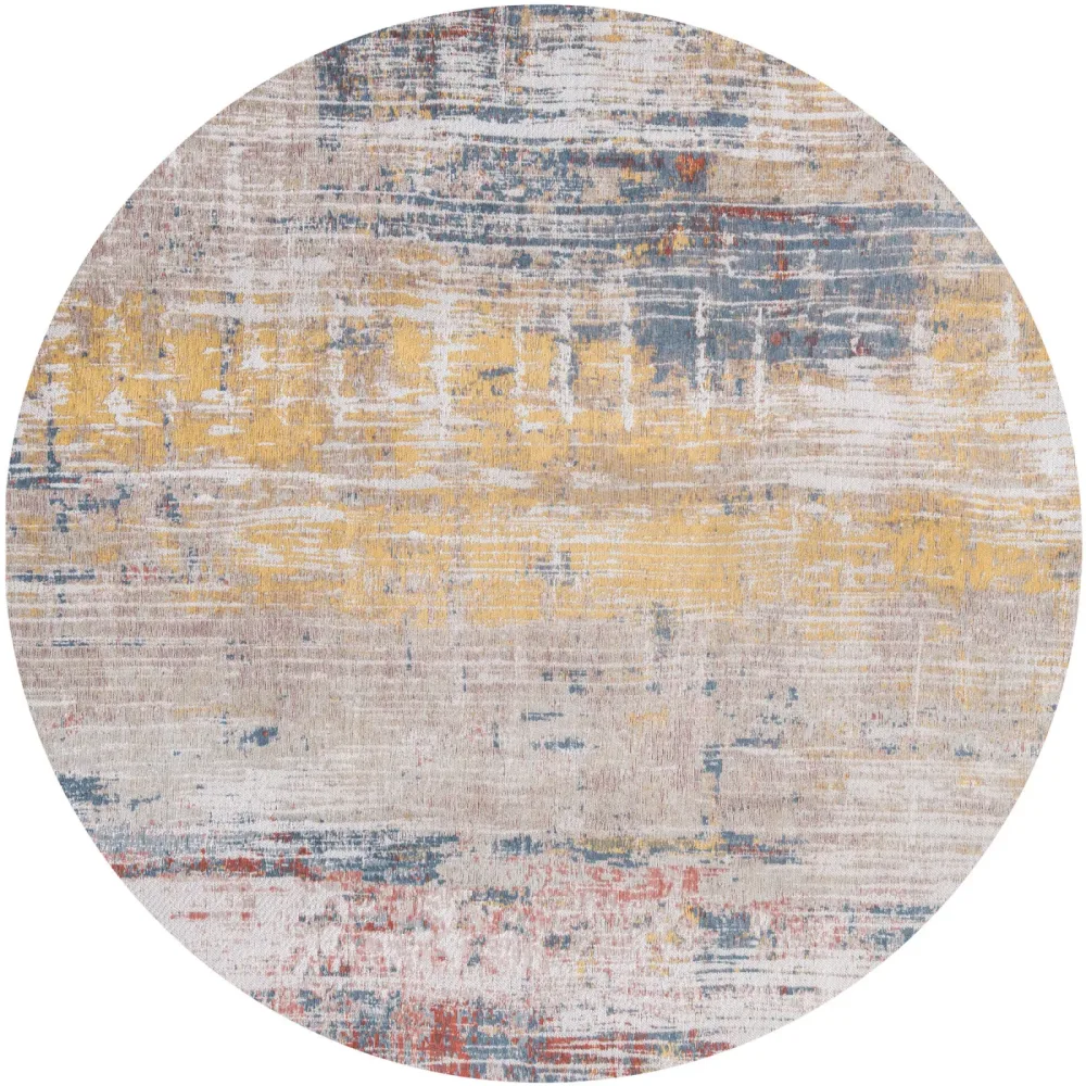 Teppich Streaks Grau/Beige/Gelb Polyester 140 cm 140 cm - Farbe: multicolor - Teppich