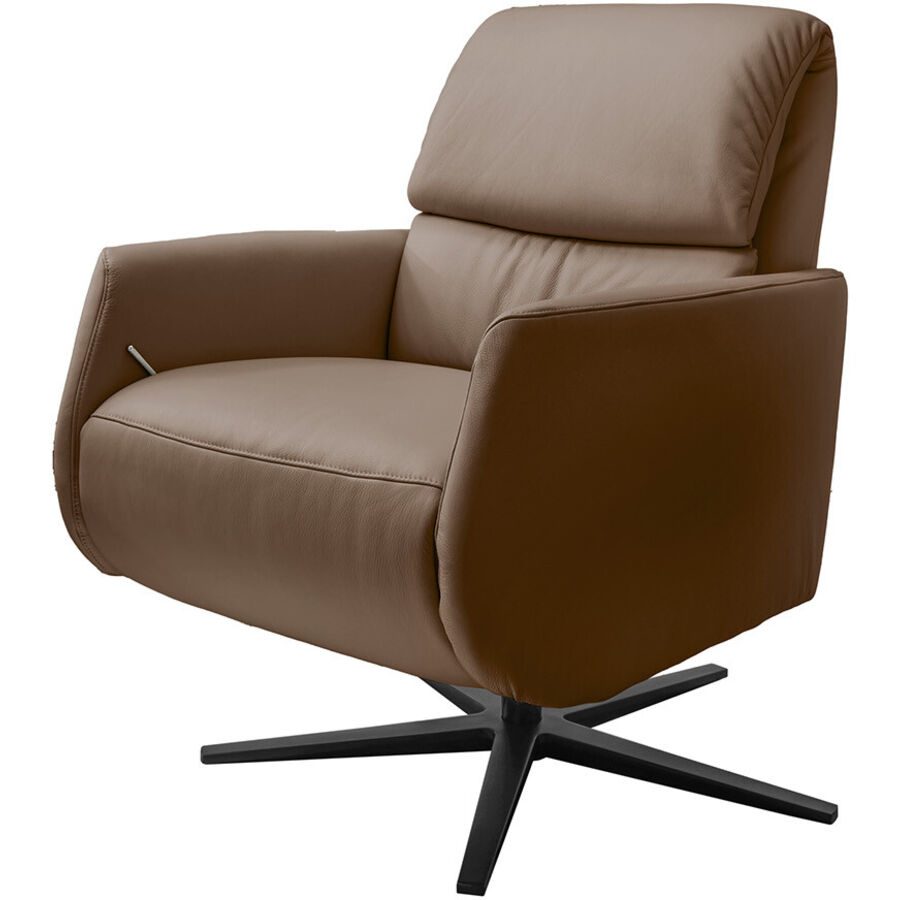 Relaxsessel Furka Braun Leder 75 cm 84 cm - Farbe: cognac - Relaxsessel