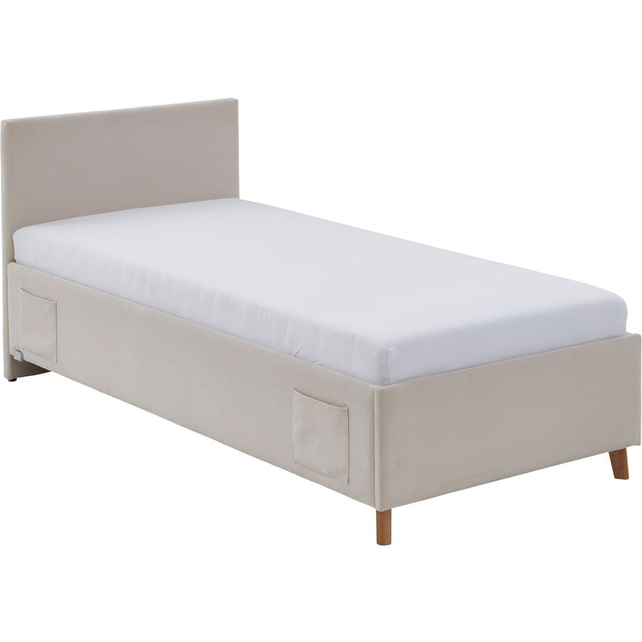 Kinderbett Kobi Grau Stoff 90 x 200 cm - Farbe: hellgrau - Kinderbett