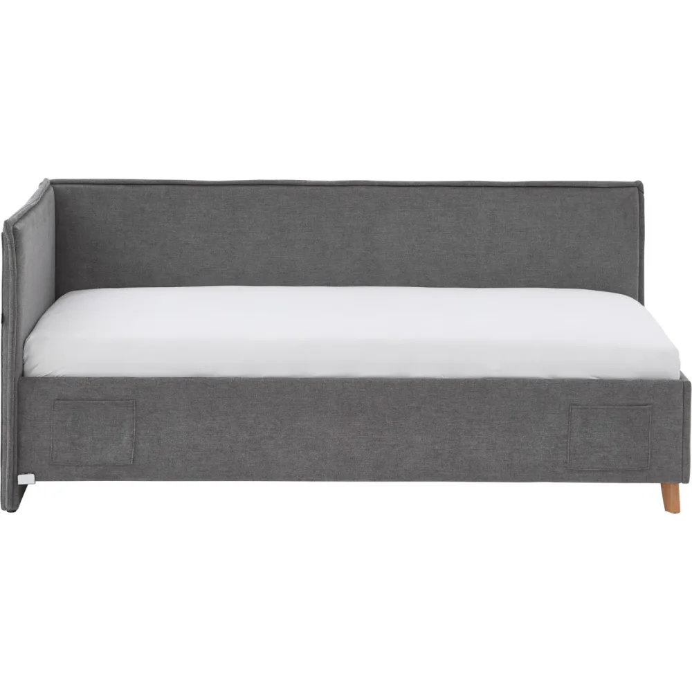 Kinderbett Falia Grau/Braun Stoff/Holz 140 x 200 cm - Material: Stoff, Holz - Kinderbett