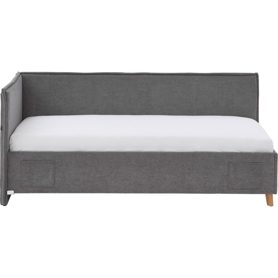 Kinderbett Falia Grau/Braun Stoff/Holz 140 x 200 cm - Material: Stoff, Holz - Kinderbett