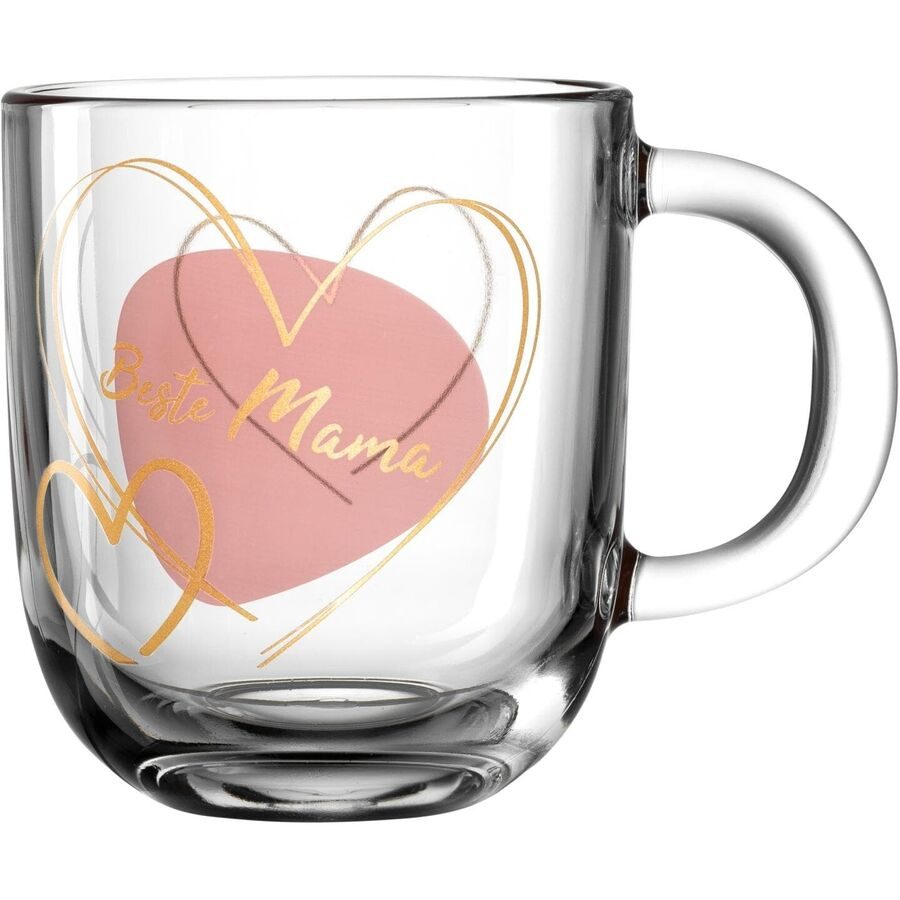 Tasse Leonardo Gold/Transparent<multisep/>Rosa Glas 15 cm - Farbe: gold/rosa/transparent - Tasse