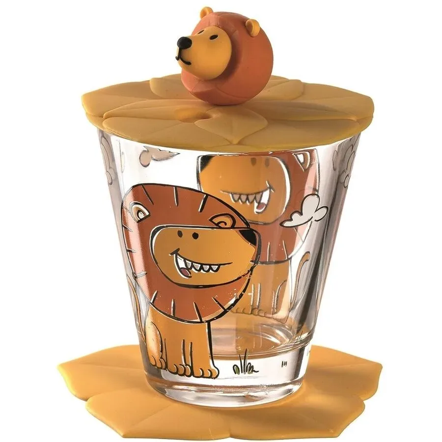 Kindergeschirr-Set 3-tlg. Leonardo Braun/Transparent Glas/Kunststoff - Material: Glas/Silikon - Kindergeschirr-Set 3-tlg.