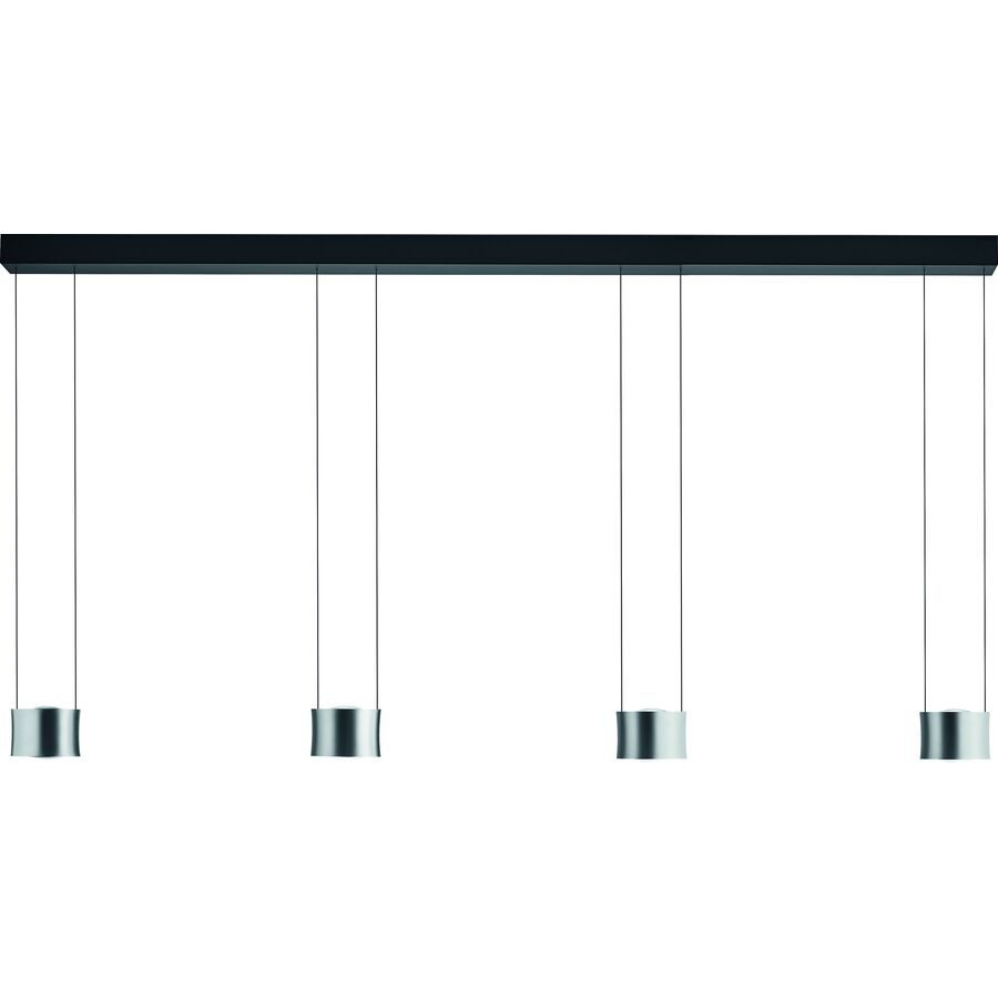 Designer-Pendellampe Bankamp Impulse chrome matt 4-flammig vertical flex - Farbe: Chrom mattiert - LED - Lichtfarbe: Extra warmweiss - Material: