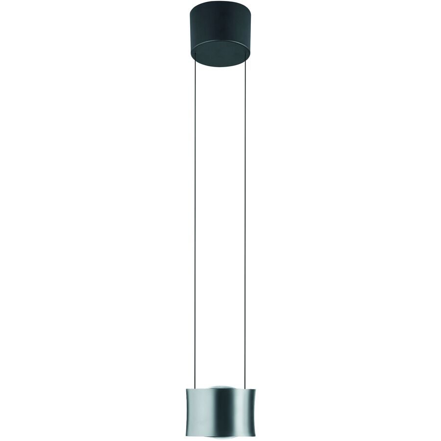 Designer-Pendellampe Bankamp Impulse chrome matt 1-flammig vertical flex - Farbe: Chrom mattiert - LED - Lichtfarbe: Extra warmweiss - Material: