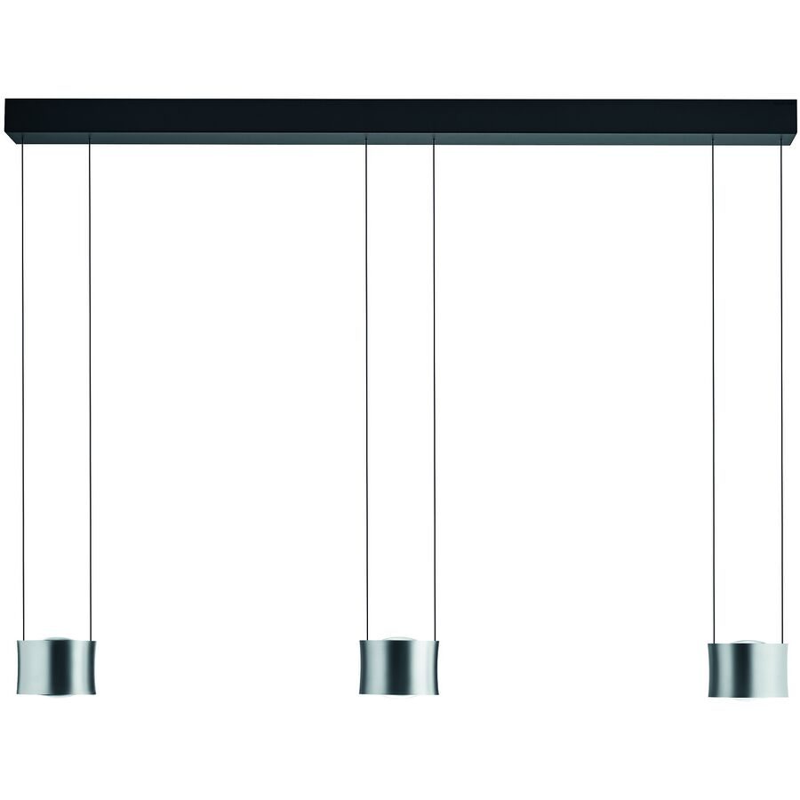 Designer-Pendellampe Bankamp Impulse chrome matt 3-flammig vertical flex - Farbe: Chrom mattiert - LED - Lichtfarbe: Extra warmweiss - Material: