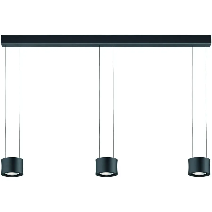 Designer-Pendellampe Bankamp Impulse Schwarz 3-flammig vertical flex - LED - Lichtfarbe: Extra warmweiss - Material: Glas/Stahl/Aluminium -