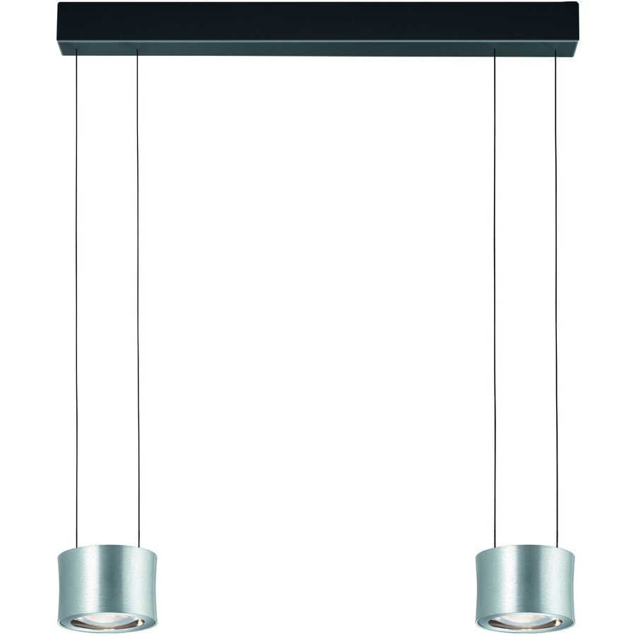 Designer-Pendellampe Bankamp Impulse nickel matt 2-flammig vertical flex - Farbe: Nickel matt mit Chrom abgesetzt - LED - Lichtfarbe: Extra warmweiss