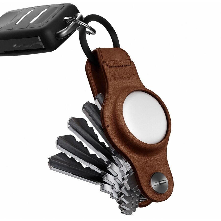 KEYSMART Air Genuine Leather Compact KS040-BRN-LEA Key Holder for AirTag, Brown