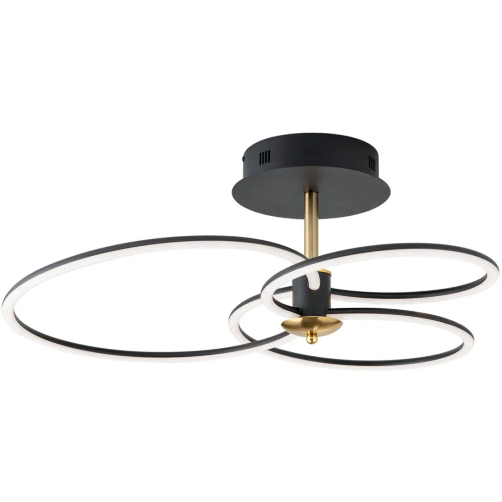 Deckenlampe Charlotte Gold/Schwarz Stahl 59 cm 26 cm - Farbe: schwarz-gold - Lichtfarbe: Warmweiss - Deckenlampe