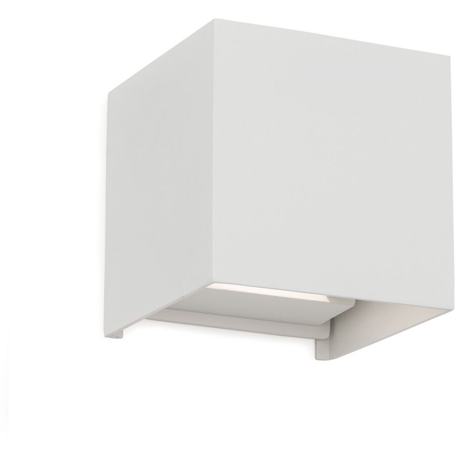 Wandlampe aussen Cube Weiss Aluminium 10 cm 10 cm - Lichtfarbe: Warmweiss - Material: Aluguss - Wandlampe aussen