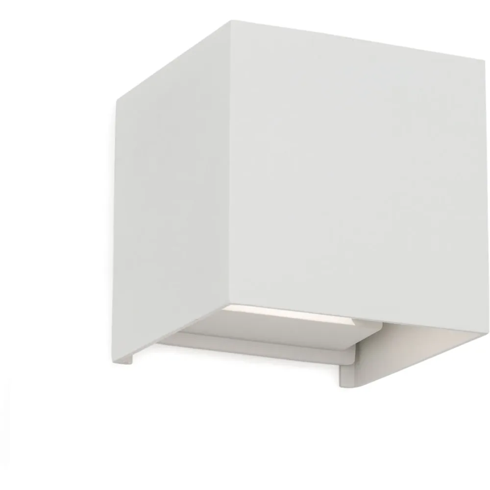 Wandlampe aussen Cube Weiss Aluminium 10 cm 10 cm - Lichtfarbe: Warmweiss - Material: Aluguss - Wandlampe aussen