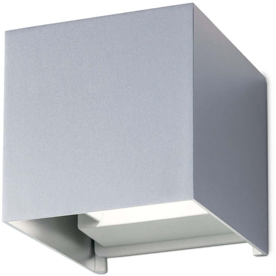 Wandlampe aussen Cube Silber Aluminium 10 cm 10 cm - Farbe: Aluminium matt - Lichtfarbe: Warmweiss - Material: Aluguss - Wandlampe aussen