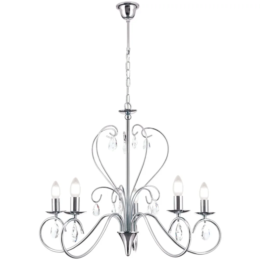 Kronleuchter Alessia Grau Stahl 58 cm - Farbe: chrom - Kronleuchter