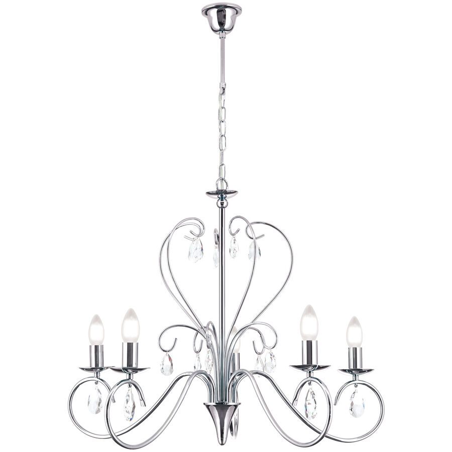 Kronleuchter Alessia Grau Stahl 58 cm - Farbe: chrom - Kronleuchter