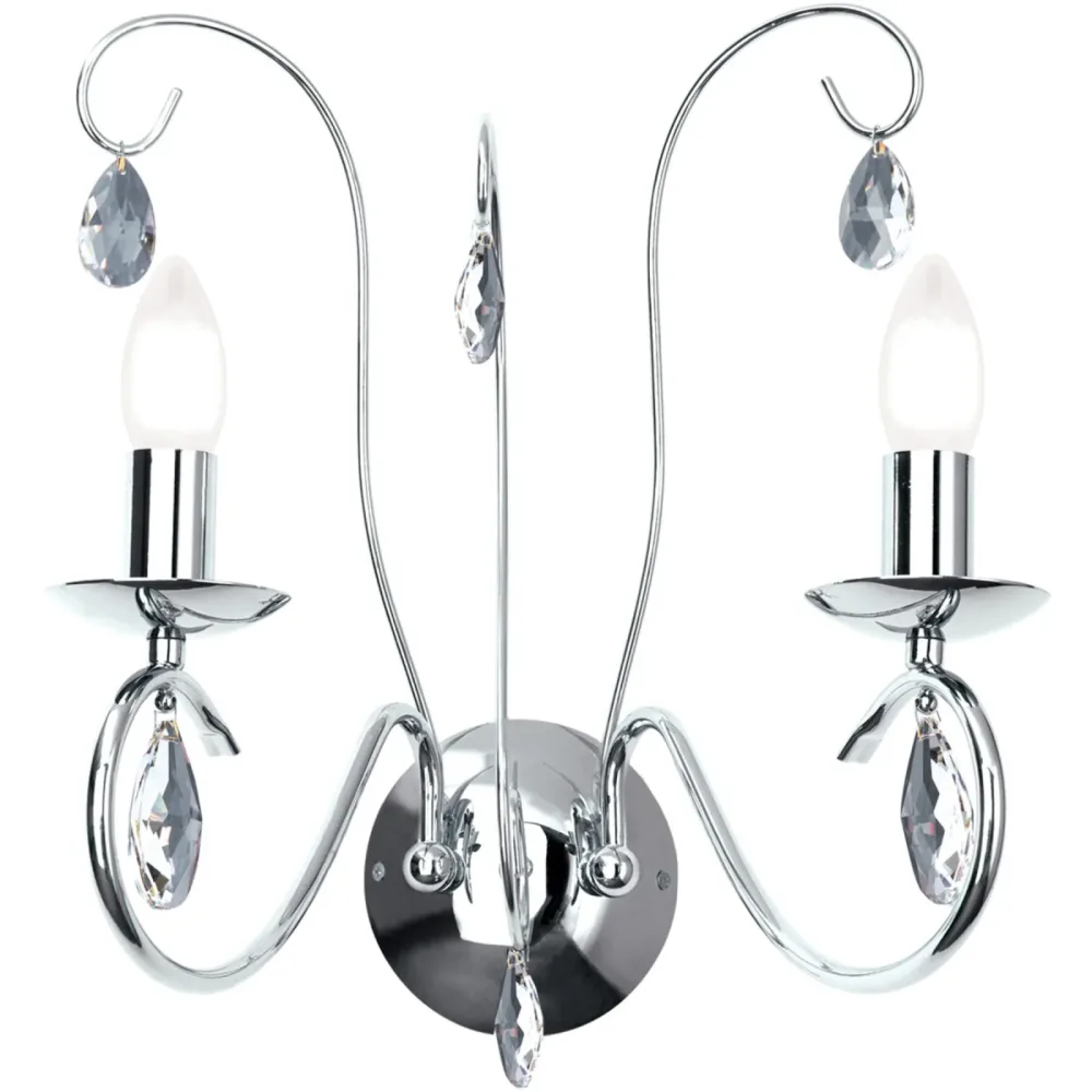 Wandlampe Alessia Grau Stahl 34 cm 43 cm - Farbe: chrom - Wandlampe