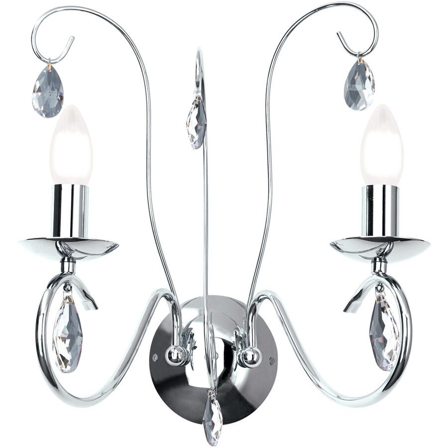Wandlampe Alessia Grau Stahl 34 cm 43 cm - Farbe: chrom - Wandlampe
