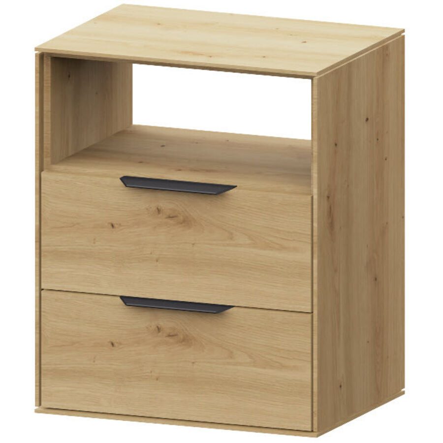 Nachttisch Nikolai Braun Holz 50 cm - Farbe: eiche - Material: Wildeiche - Nachttisch