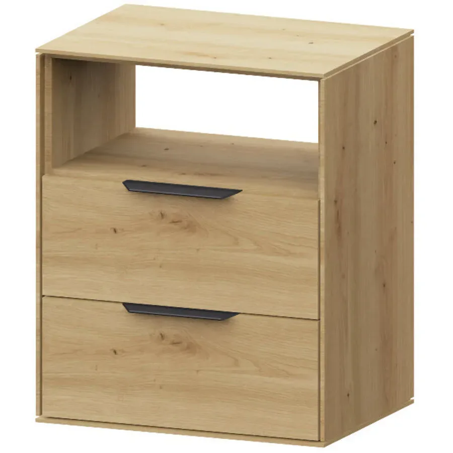 Nachttisch Nikolai Braun Holz 50 cm - Farbe: eiche - Material: Wildeiche - Nachttisch