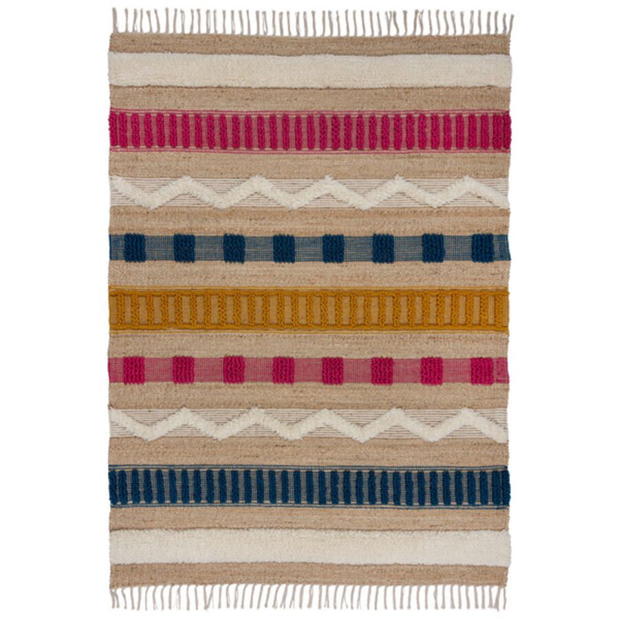 Teppich Nagomi Mehrfarbig Stoff 170 cm 120 cm - Material: Jute, Wolle, Polyester, Baumwolle - Teppich